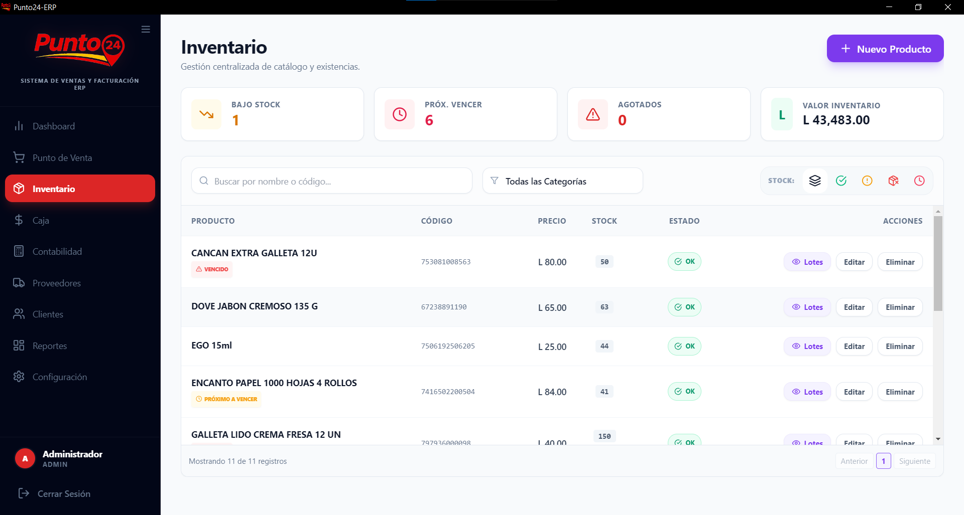 Sistema de Inventario, Ventas y Facturación para Supermercado